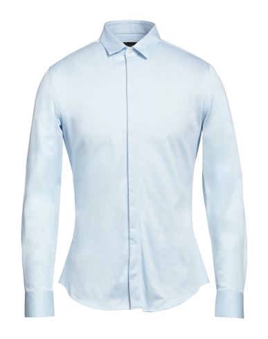 Emporio Armani Man Shirt Sky Blue Size 17 Cotton In Blue