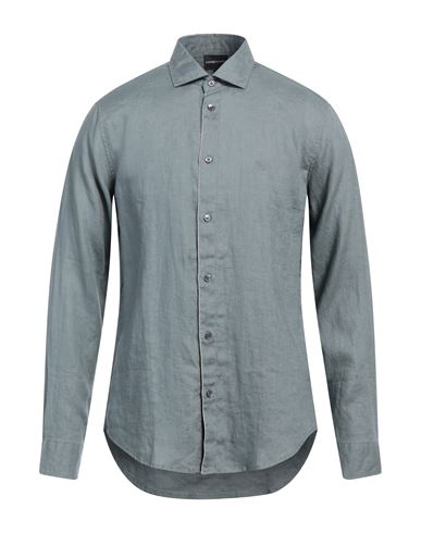 Shop Emporio Armani Man Shirt Grey Size M Linen