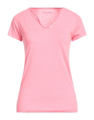 Zadig & Voltaire Woman T-shirt Pink Size L Polyester, Cotton, Linen