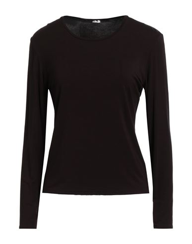 Ile De Roche Woman T-shirt Dark Brown Size 10 Viscose, Elastane