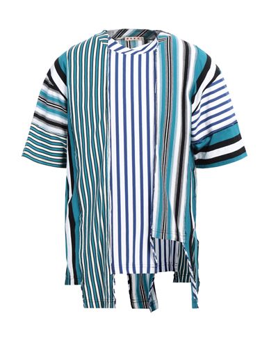 Marni Man T-shirt Deep Jade Size 44 Cotton, Polyester In Blue
