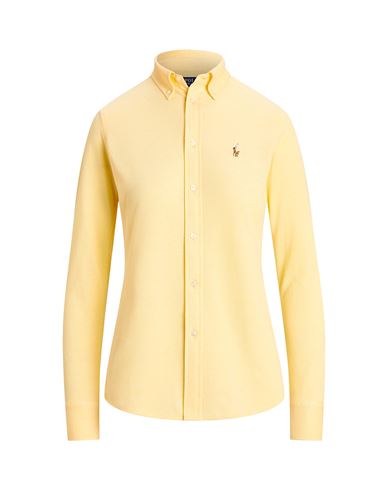 Polo Ralph Lauren Slim Fit Knit Cotton Oxford Shirt Woman Shirt Yellow Size L Cotton