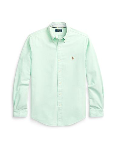 Shop Polo Ralph Lauren Custom Fit Oxford Shirt Man Shirt Light Green Size L Cotton