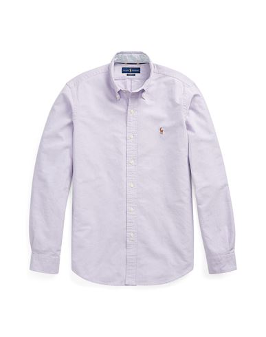 Shop Polo Ralph Lauren Custom Fit Oxford Shirt Man Shirt Lilac Size L Cotton In Purple