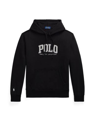 Shop Polo Ralph Lauren Logo Fleece Hoodie Man Sweatshirt Black Size Xl Cotton, Polyester