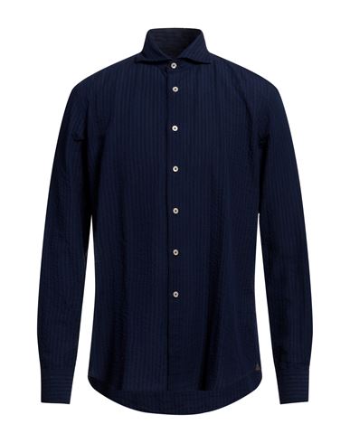 Shop Rossi Man Shirt Navy Blue Size 16 ½ Cotton, Linen