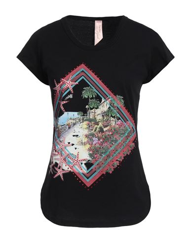 Shop Simona Vignoli Woman T-shirt Black Size 8 Cotton