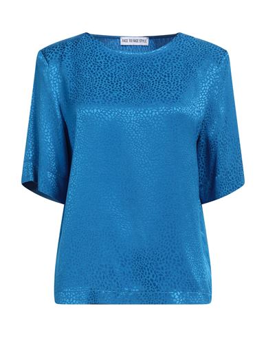 Shop Face To Face Style Woman Top Azure Size 8 Viscose In Blue