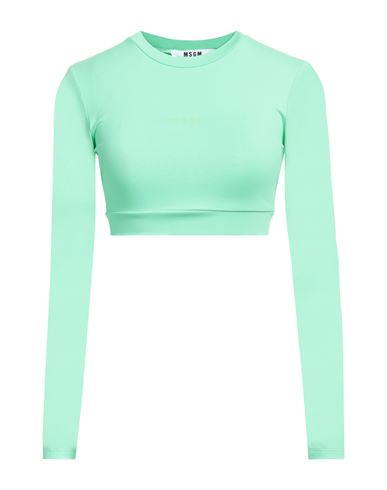 Shop Msgm Woman T-shirt Green Size Xl Polyamide, Elastane
