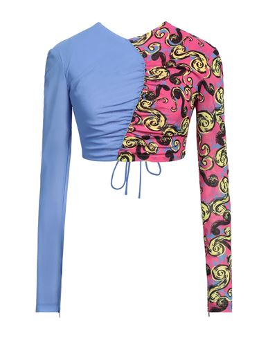 Shop Versace Jeans Couture Woman Top Fuchsia Size 10 Polyester In Pink