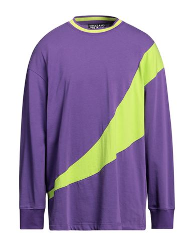 Shop Versace Jeans Couture Man T-shirt Purple Size 3xl Cotton, Polyester, Polyamide, Elastane