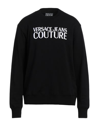 Shop Versace Jeans Couture Man Sweatshirt Black Size Xxl Cotton, Elastane