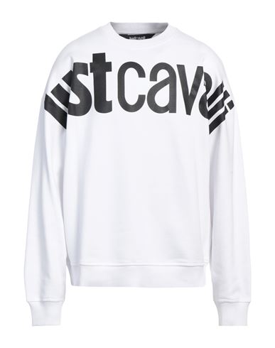 Just Cavalli Man Sweatshirt White Size Xl Cotton, Elastane In White