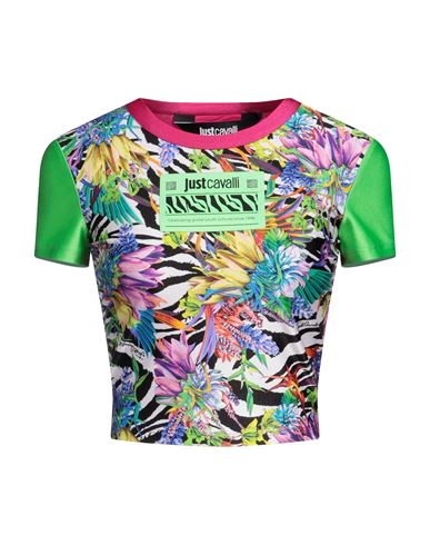 Just Cavalli Woman T-shirt Lime Green Size L Polyester, Elastane, Polyamide In Green