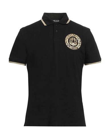 Shop Just Cavalli Man Polo Shirt Black Size M Cotton, Viscose, Polyamide, Elastane