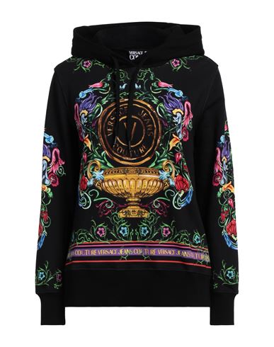 Versace Jeans Couture Woman Sweatshirt Black Size S Cotton, Elastane In Black