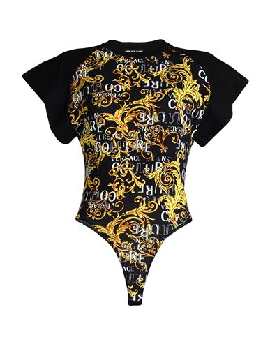 VERSACE JEANS COUTURE VERSACE JEANS COUTURE WOMAN BODYSUIT BLACK SIZE S COTTON, ELASTANE 