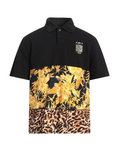 Shop Just Cavalli Man Polo Shirt Black Size Xxl Cotton, Viscose, Polyamide, Elastane
