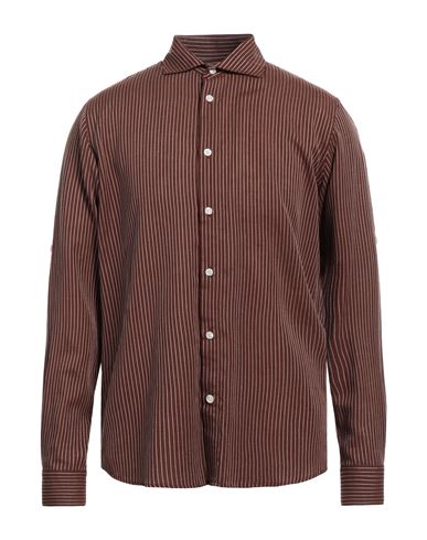 Shop Liu •jo Man Man Shirt Brown Size 15 ¾ Tencel, Linen, Cotton