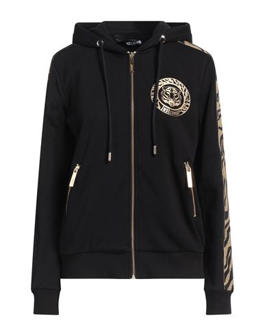 Just Cavalli Woman Sweatshirt Black Size L Cotton, Elastane In Black