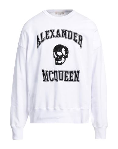 Alexander Mcqueen Man Sweatshirt White Size S Cotton, Synthetic Fibers, Metal, Glass