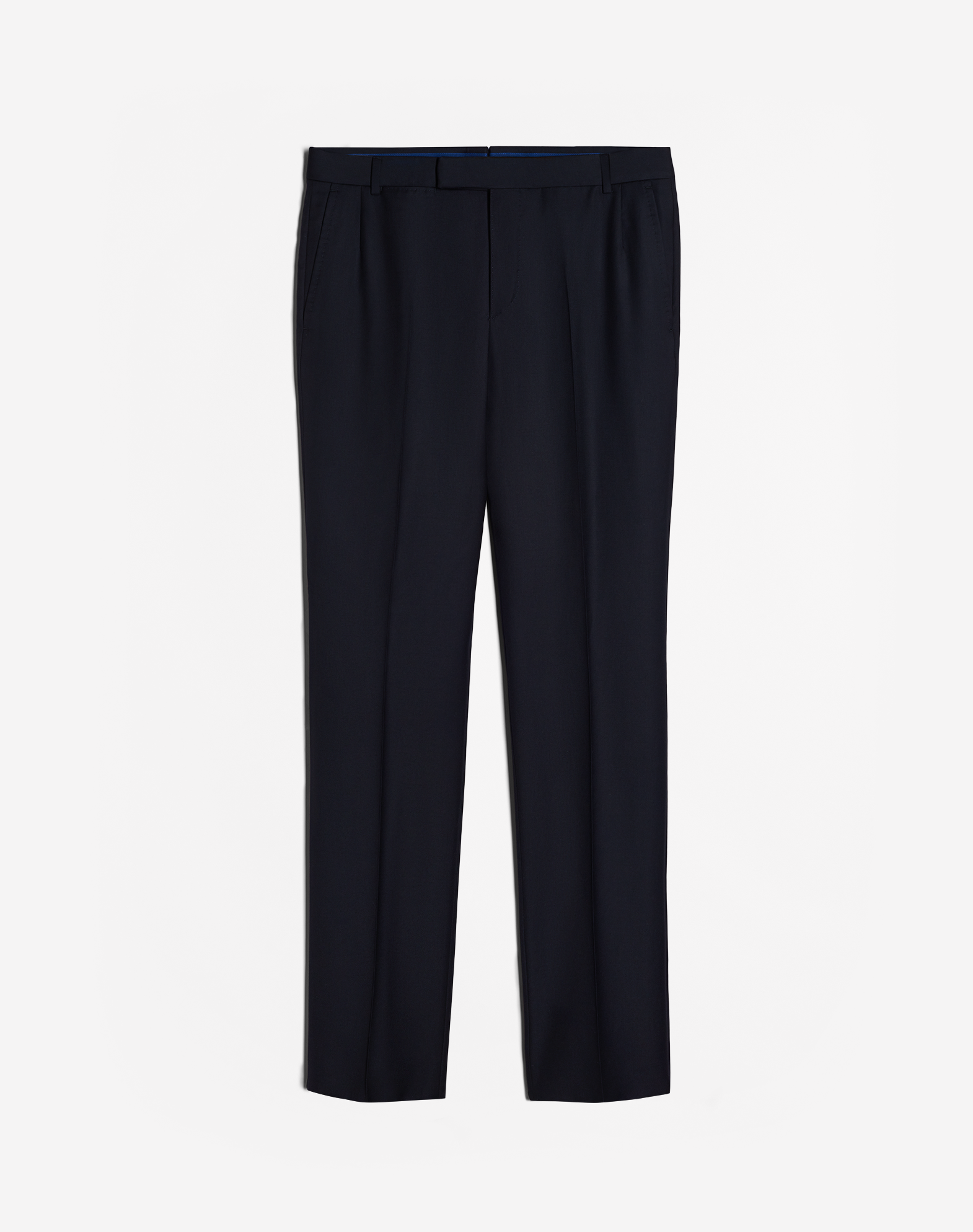 Shop Dunhill Belgravia Wool High Twist Trousers In Blue