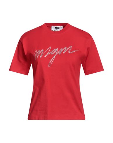 Shop Msgm Woman T-shirt Red Size M Cotton
