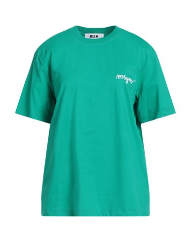 Shop Msgm Woman T-shirt Green Size S Cotton