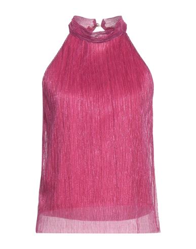 Shop Vanessa Scott Woman Top Fuchsia Size M Polyester, Lurex In Pink
