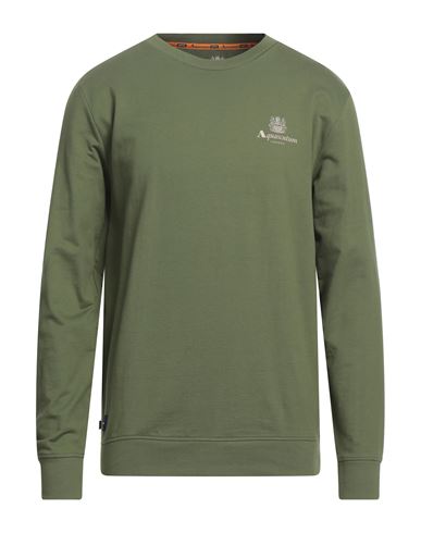 Shop Aquascutum Man Sweatshirt Military Green Size Xl Cotton