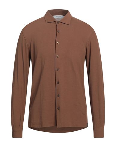 Shop Gran Sasso Man Shirt Brown Size 40 Cotton