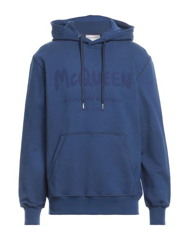 Shop Alexander Mcqueen Man Sweatshirt Blue Size M Cotton, Elastane