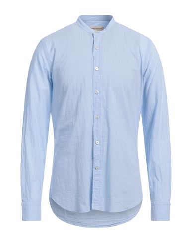 Shop Ghirardelli Man Shirt Light Blue Size 17 Cotton, Linen