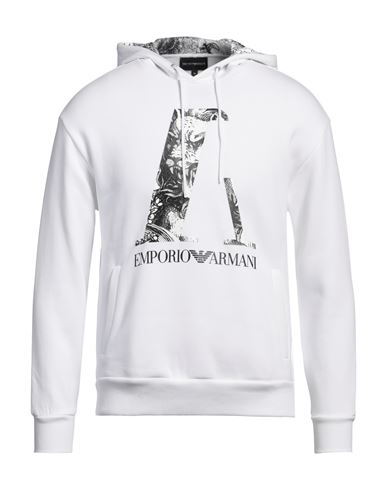 Shop Emporio Armani Man Sweatshirt White Size Xxs Cotton, Polyester, Elastane