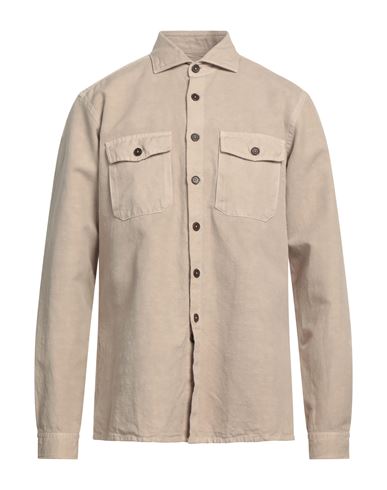 Shop Ghirardelli Man Shirt Beige Size L Cotton, Linen