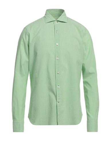 Shop Ghirardelli Man Shirt Light Green Size 17 Cotton, Linen