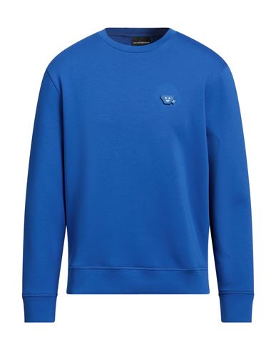 Emporio Armani Man Sweatshirt Bright Blue Size L Cotton, Polyester, Elastane