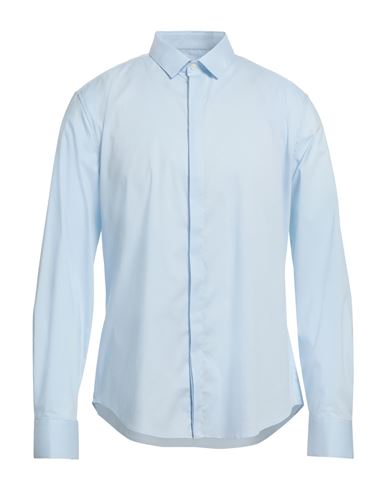 Emporio Armani Man Shirt Sky Blue Size 17 ½ Cotton, Polyamide, Elastane