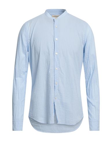 Shop Ghirardelli Man Shirt Light Blue Size 16 ½ Cotton, Linen