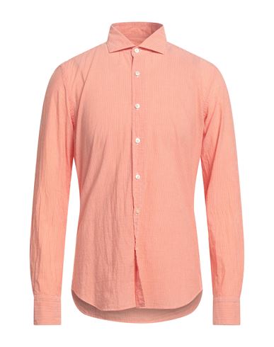 Shop Ghirardelli Man Shirt Orange Size 15 ½ Cotton, Linen