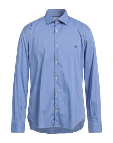 Shop Brooksfield Man Shirt Blue Size 17 Cotton, Polyamide, Elastane
