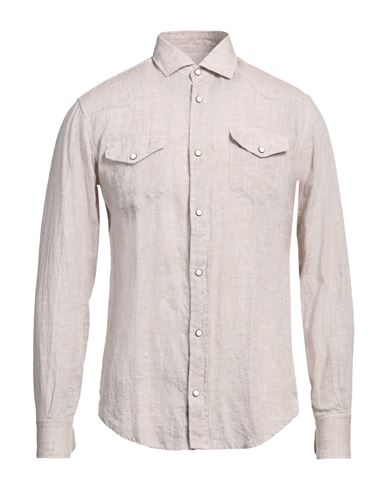 Shop Eleventy Man Shirt Beige Size 15 Linen