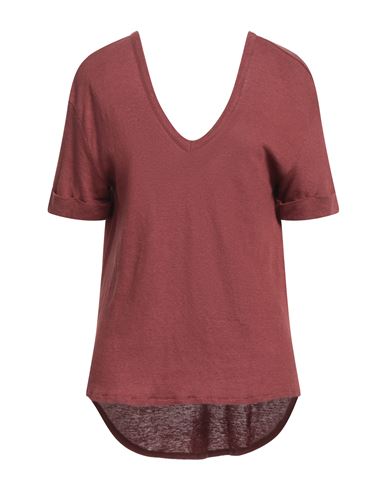 Shop Majestic Filatures Woman T-shirt Garnet Size 1 Linen, Elastane In Red