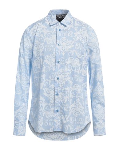 Shop Versace Jeans Couture Man Shirt Sky Blue Size 44 Cotton