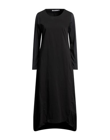 European Culture Woman Midi Dress Black Size L Cotton, Cupro, Rayon, Rubber