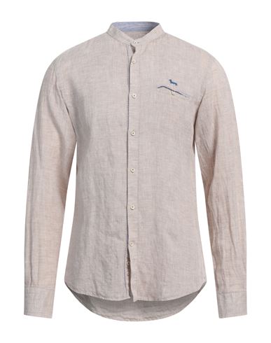 Harmont & Blaine Man Shirt Beige Size Xxl Linen In Metallic