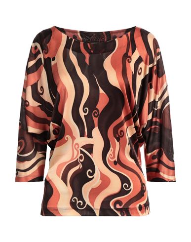 Shop Alberta Ferretti Woman T-shirt Dark Brown Size 8 Rayon