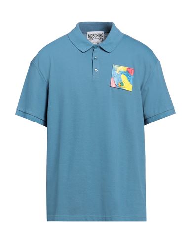 Moschino Man Polo Shirt Light Blue Size 42 Cotton