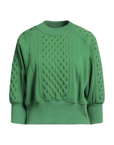Shop Jijil Woman Sweatshirt Green Size 8 Cotton, Polyester