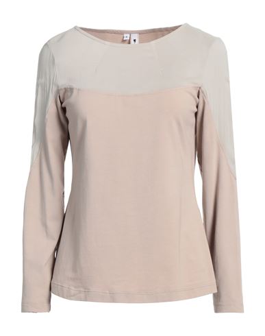 European Culture Woman T-shirt Beige Size Xl Cotton, Viscose, Elastane